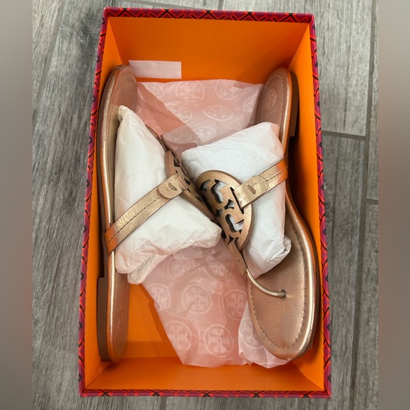 🎀Authentic Tory Burch Miller Sandals & Box Sz10 Rose Gold 💎 - Picture 4 of 11